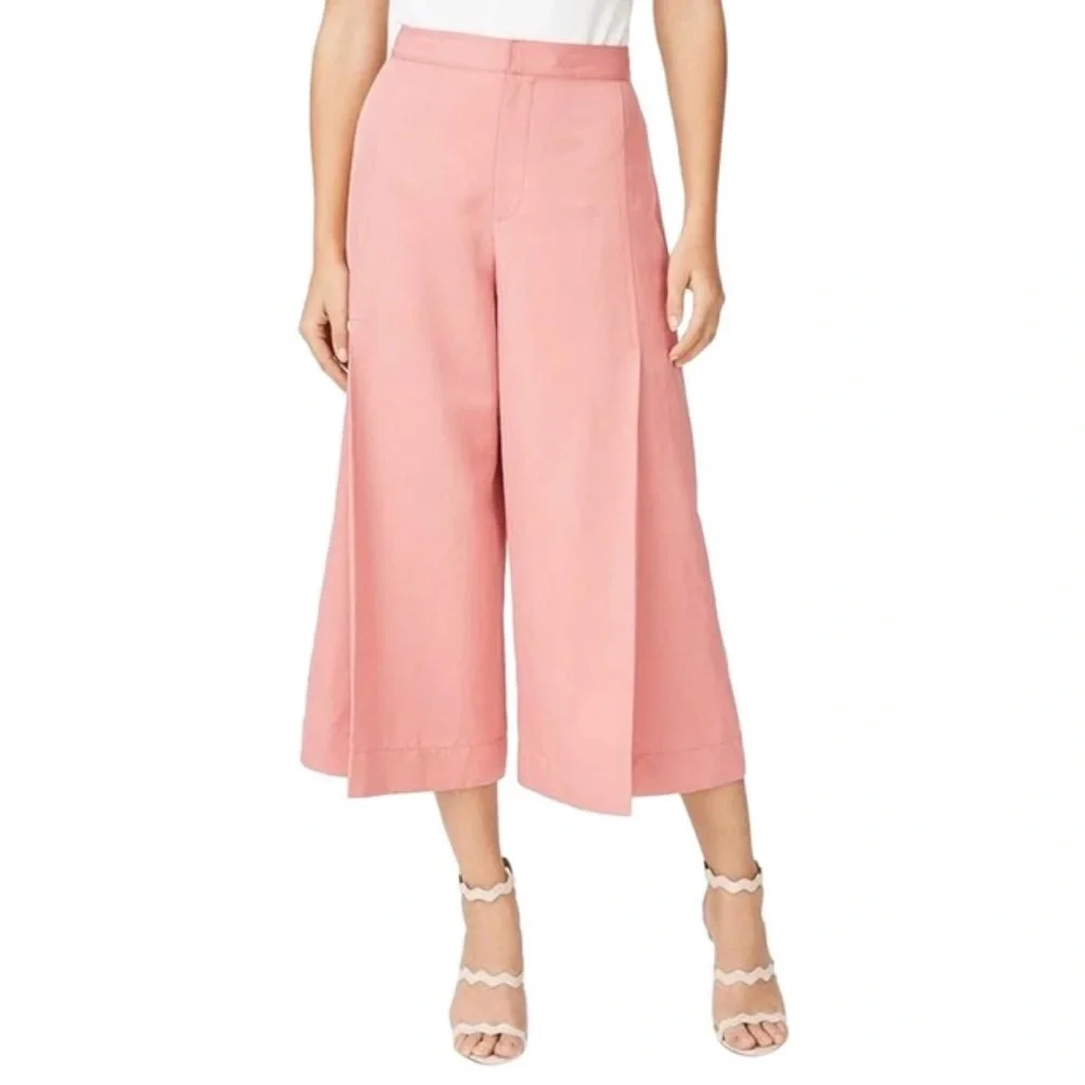 NWT Club Monaco Caroline High Rise Wide Leg Flare Pants Pink 8